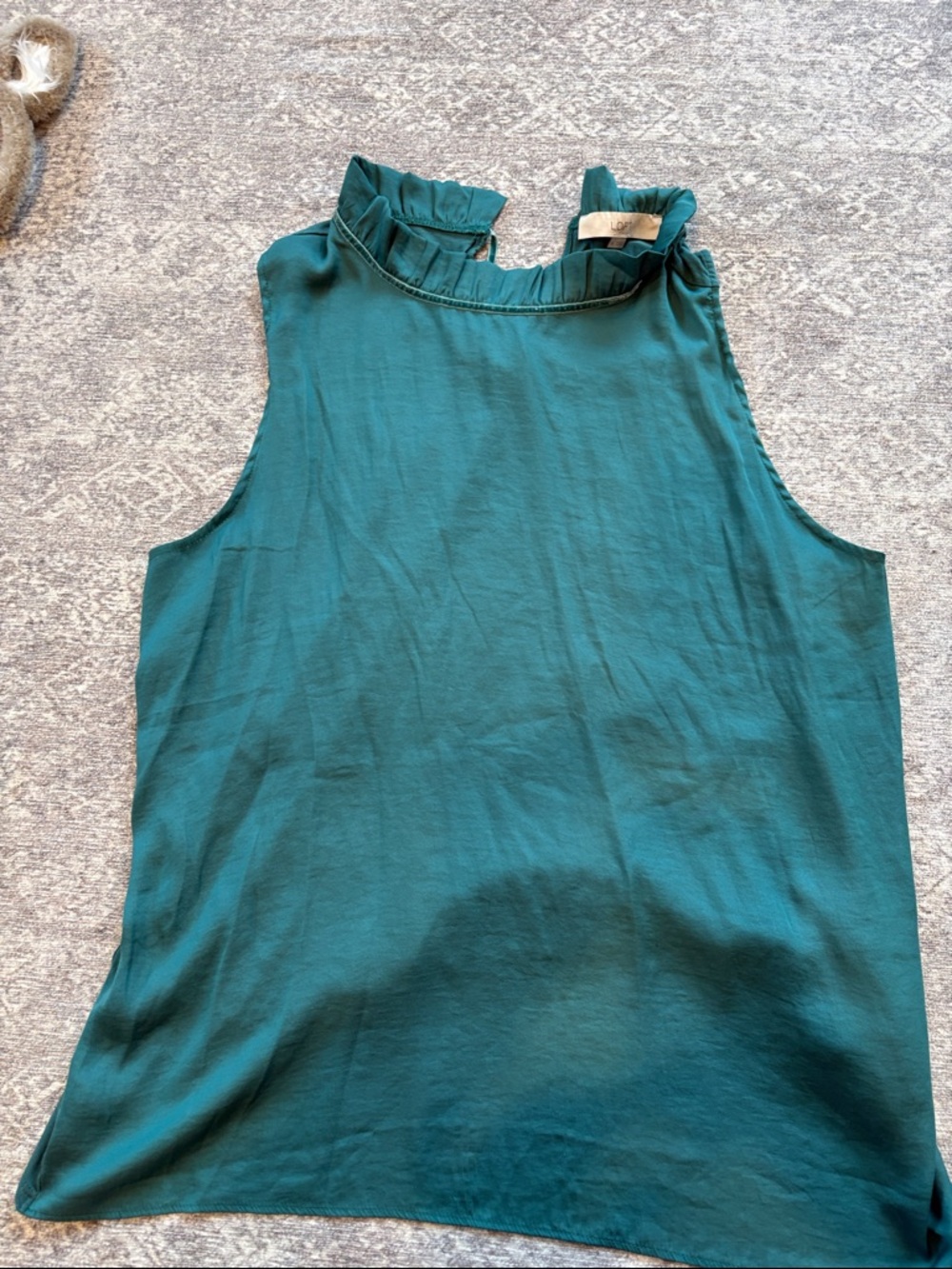 LOFT Teal Ruffle Neck Sleeveless Camisole